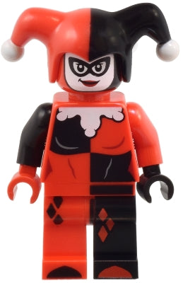 Preowned LEGO® Minifigure – Super Heroes sh0959 Harley Quinn - Jester's Cap, Black and Red Hands, Rounded Collar