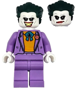 Preowned LEGO® Minifigure – Super Heroes sh0960 The Joker - Medium Lavender Suit, Bright Light Orange Vest, Dark Green Hair