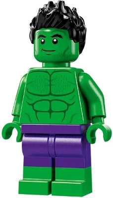 Preowned LEGO® Minifigure – Super Heroes sh0982 Hulk - Minifigure, Dark Purple Pants, Spiked Hair, Lopsided Grin / Angry