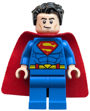 Preowned LEGO® Minifigure – Super Heroes sh1006 (Superman - Blue Suit, Spongy Cape, Tousled Hair, Closed Mouth / Red Eyes)