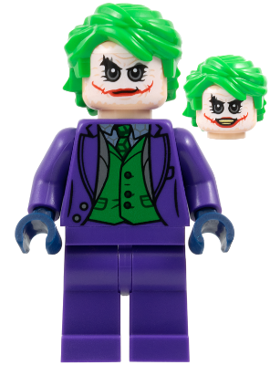 Preowned LEGO® Minifigure – Super Heroes sh1022 (The Joker - Dark Purple Suit, Green Vest, Bright Green Hair)