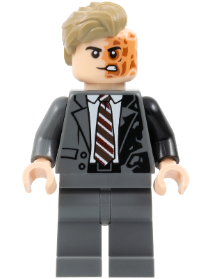 Preowned LEGO® Minifigure – Super Heroes sh1023 (Two-Face - Dark Bluish Gray Suit, Dark Tan Hair)