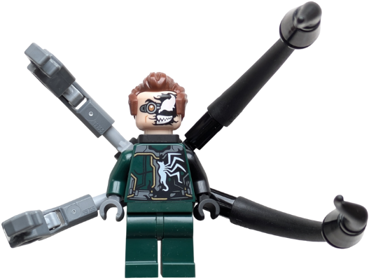 Preowned LEGO® Minifigure – Super Heroes sh1037 (Dr. Octopus (Otto Octavius) / Doc Ock - Dark Green Suit Half Venomized, 2 Me
