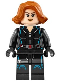 Preowned LEGO® Minifigure – Super Heroes sh0186 Black Widow Black Jumpsuit Orange short