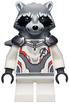 Preowned LEGO® Minifigure – Super Heroes sh0569 Rocket Raccoon White Jumpsuit Dark Bluish0 Gr