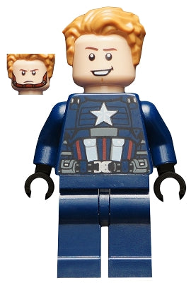 Preowned LEGO® Minifigure – Super Heroes sh0625 Captain America Dark Blue Suit Black Hands H