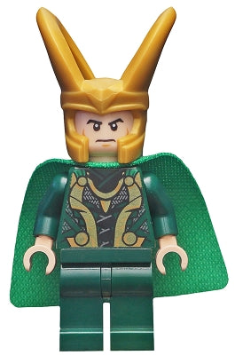 Preowned LEGO® Minifigure – Super Heroes sh0644 Loki Spongy Cape (Juniors) Dark Green Legs
