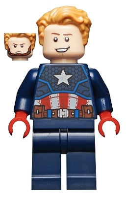 Preowned LEGO® Minifigure – Super Heroes sh0741 Captain America Dark Blue Suit Red Hands Hai
