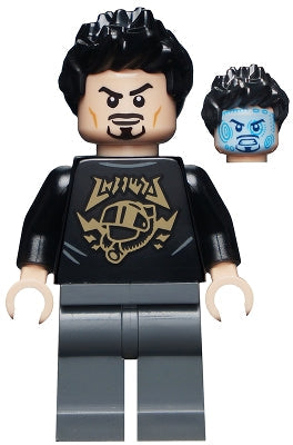 Preowned LEGO® Minifigure – Super Heroes sh0747 Tony Stark Black Top w/Gold Pattern