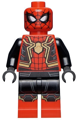 Preowned LEGO® Minifigure – Super Heroes sh0778 Spider-Man Black and Red Suit Large Gold Spi
