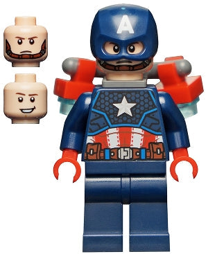 Preowned LEGO® Minifigure – Super Heroes sh0818 Captain America Dark Blue Suit Red Hands Hel
