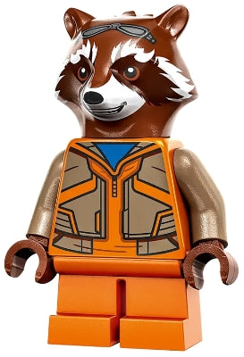 Preowned LEGO® Minifigure – Super Heroes sh0858 Rocket Raccoon Orange and Dark Tan Outfit Re