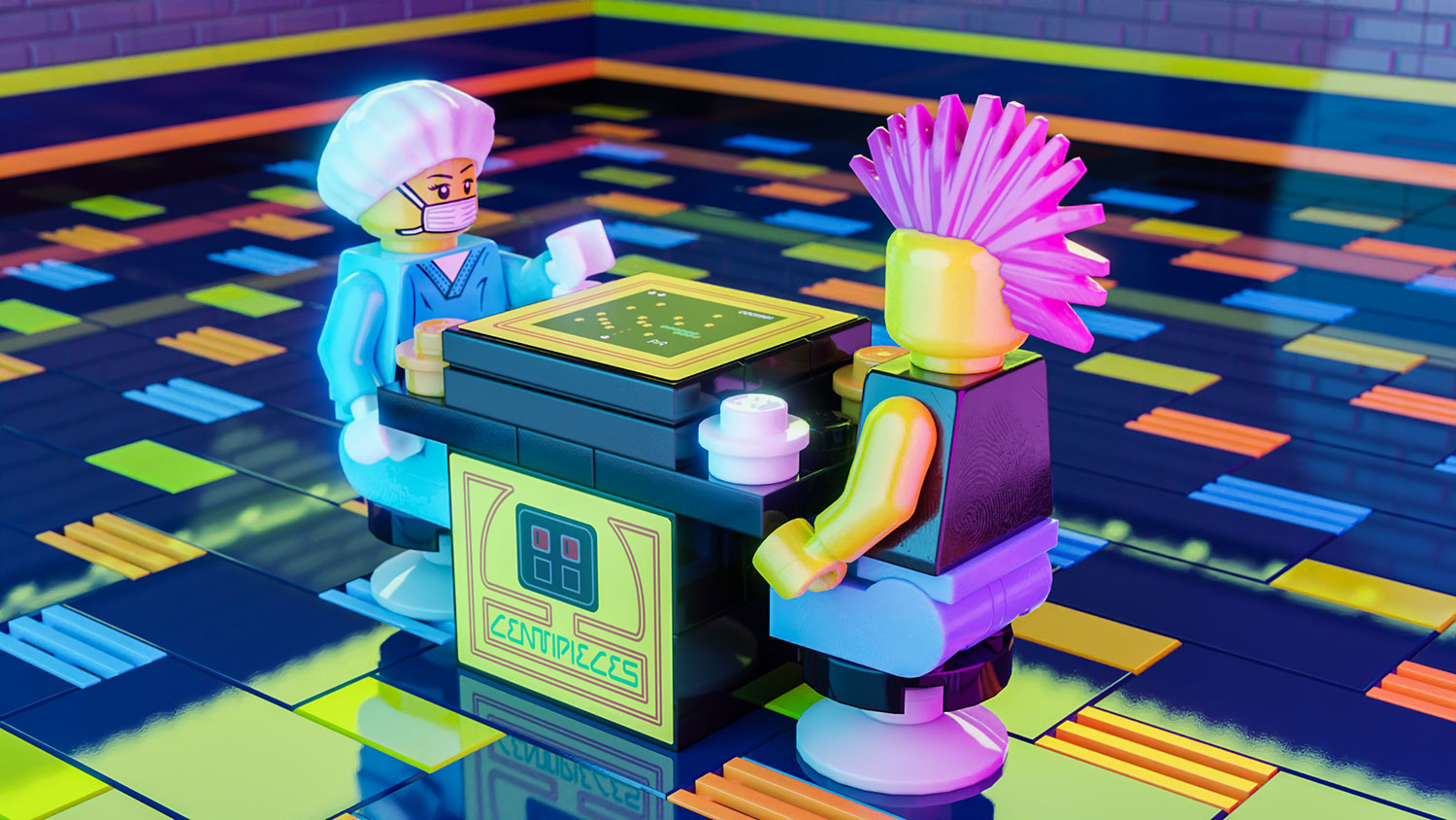 Centipieces 2-Player Classic Arcade made using LEGO parts - B3 Customs