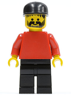 Preowned LEGO® Minifigure – Sports soc007 Plain Red Torso w/Red Arms Black Legs Black Cap