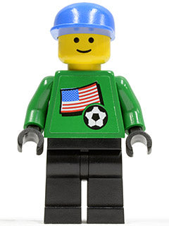 Preowned LEGO® Minifigure – Sports soc008s01 Soccer Player US Goalie US Flag Torso Sticker