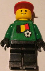 Preowned LEGO® Minifigure – Sports soc011s02 Soccer Player Belgian Goalie Belgian Flag Tors