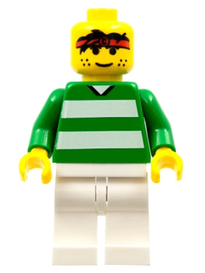 Preowned LEGO® Minifigure – Sports soc016 Soccer Player Green and White Team w/Number 3 on
