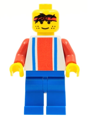 Preowned LEGO® Minifigure – Sports soc017 Soccer Player Red White and Blue Team w/Number 3