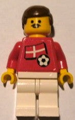 Preowned LEGO® Minifigure – Sports soc018s01 Soccer Player Danish Player 1 Danish Flag Tors