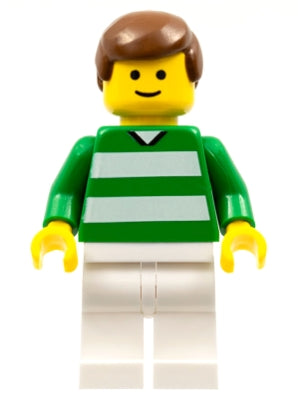 Preowned LEGO® Minifigure – Sports soc022 Soccer Player Green and White Team w/Number 2 on