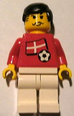 Preowned LEGO® Minifigure – Sports soc030s01 Soccer Player Danish Player 3 Danish Flag Tors