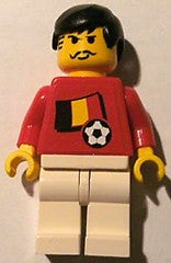 Preowned LEGO® Minifigure – Sports soc030s02 Soccer Player Belgian Player 3 Belgian Flag To