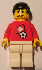 Preowned LEGO® Minifigure – Sports soc030s03 Soccer Player Swiss Player 3 Swiss Flag Torso