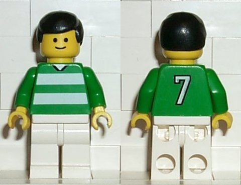 Preowned LEGO® Minifigure – Sports soc034 Soccer Player Green and White Team w/Number 7 on
