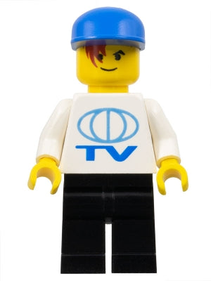 LEGO® Minifigure Town soc048 TV Logo Large Pattern Black Legs Blue Cap