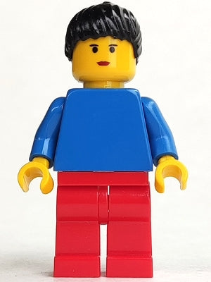 Preowned LEGO® Minifigure – Sports soc053 Soccer Player Womens Team Black Ponytail Hair Red