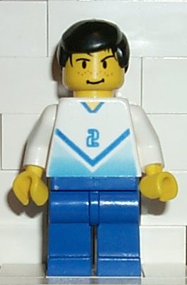 Preowned LEGO® Minifigure – Sports soc081 Soccer Player White & Blue Team w/shirt 2