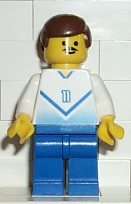 Preowned LEGO® Minifigure – Sports soc085 Soccer Player White & Blue Team w/shirt 11