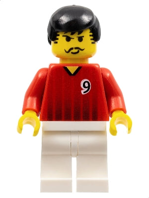 Preowned LEGO® Minifigure – Sports soc088 Soccer Player Red and White Team w/Number 9