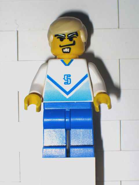 Preowned LEGO® Minifigure – Sports soc106 Soccer Player White & Blue Team w/shirt 5