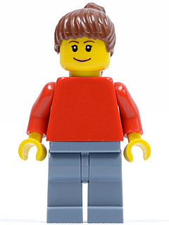 Preowned LEGO® Minifigure – Sports soc115 Plain Red Torso w/Red Arms Sand Blue Legs Reddish