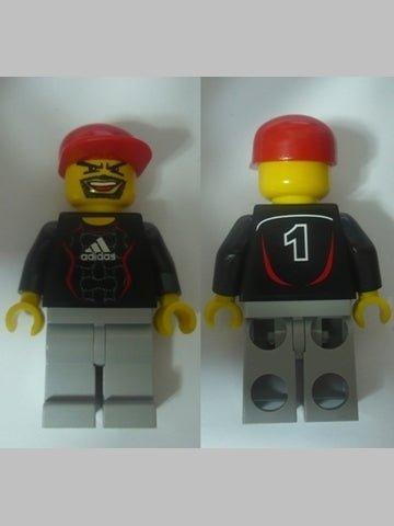 Preowned LEGO® Minifigure – Sports soc116s Soccer Goalie Black Adidas Logo White and Red To