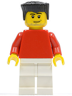 Preowned LEGO® Minifigure – Sports soc122 Plain Red Torso w/Red Arms White Legs Black Flat