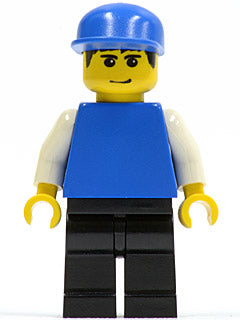 Preowned LEGO® Minifigure – Sports soc128 Plain Blue Torso w/White Arms Black Legs Blue Cap