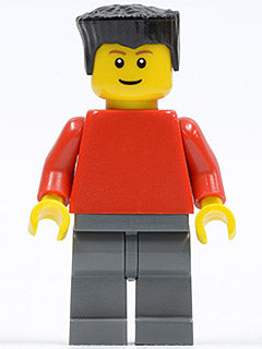Preowned LEGO® Minifigure – Sports soc131 Plain Red Torso w/Red Arms Dark Bluish Gray Legs