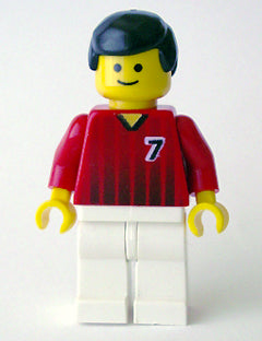 Preowned LEGO® Minifigure – Sports soc138 Soccer Player Red and White Team w/Number 7