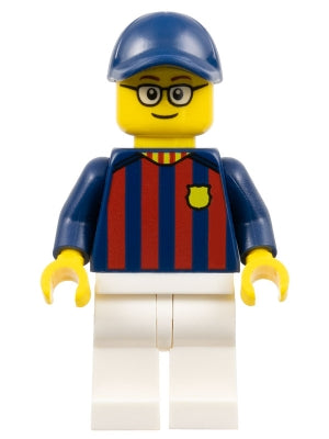 Preowned LEGO® Minifigure – Sports soc148 Soccer Fan FC Barcelona Male White Legs