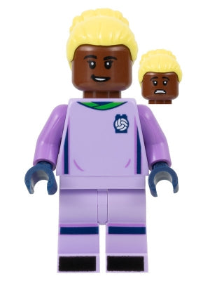 Preowned LEGO® Minifigure – Sports soc154 Soccer Goalie Female Lavender Uniform Reddish Bro