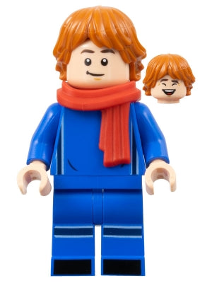 Preowned LEGO® Minifigure – Sports soc160 Soccer Spectator Blue Soccer Uniform Red Scarf Da