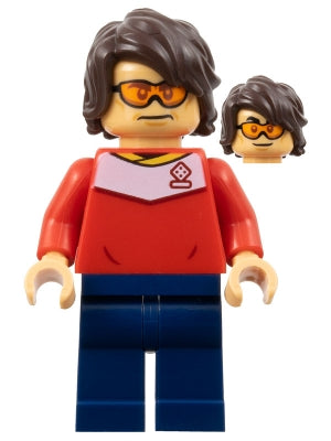 Preowned LEGO® Minifigure – Sports soc161 Soccer Spectator Red Soccer Jersey Dark Blue Legs