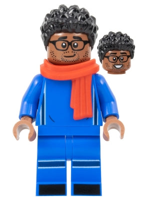 Preowned LEGO® Minifigure – Sports soc163 Soccer Spectator Blue Soccer Uniform Red Scarf Bl