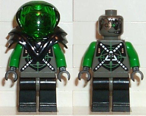 Preowned LEGO® Minifigure – Space sp027 Insectoids Zotaxian Alien Male Gray and Green w/Gre