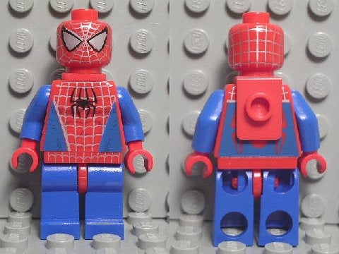 Preowned LEGO® Minifigure – Spider-Man spd001a Spider-Man 1 Blue Arms and Legs Silver Webbi