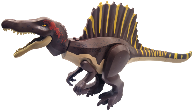 LEGO® spino02 Dinosaur Spinosaurus with Dark Brown Back and Bright Light Orange Stripes