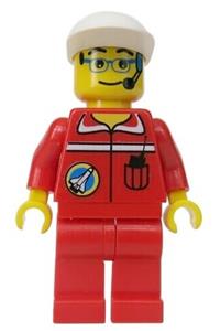Preowned LEGO® Minifigure – Town spp008 Space Port Ground Control White Cap