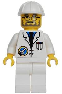 Preowned LEGO® Minifigure – Town spp011 Space Port Scientist White Construction Helmet Blac
